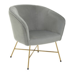 Orsina Grey Chair With Metal Frame, Comfy Grey Outdoor Velvet Chair Metal, Effortless Cleaning Velvet Chair - thumbnail 2