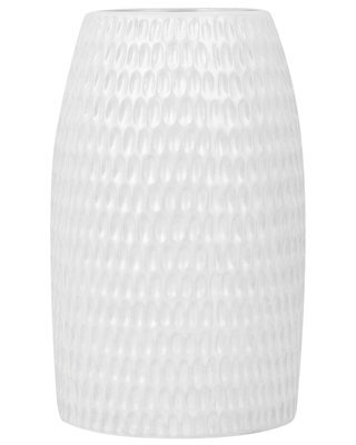Beliani 25Cm White Stoneware Vase With Minimalist Pattern And Gloss Finish - image 1