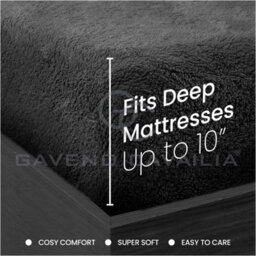 Gc Gaveno Cavailia Teddy Bear Plain Fitted Sheet Single Charcoal Fleece Thermal Warm Super Soft & Warm Fluffy Fitted Bed Sheet - thumbnail 5