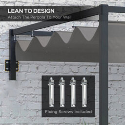 Outsunny 2 X 3(M) Wall Mounted Pergola With Retractable Roof, Dark Grey - thumbnail 4