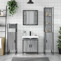 Berkfield 4 Piece Bathroom Cabinet Set Grey Sonoma Engineered Wood - thumbnail 3