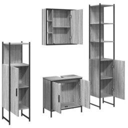 Berkfield 4 Piece Bathroom Cabinet Set Grey Sonoma Engineered Wood - thumbnail 5