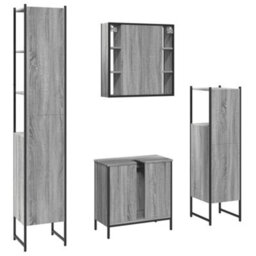 Berkfield 4 Piece Bathroom Cabinet Set Grey Sonoma Engineered Wood - thumbnail 8