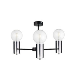 Luminosa Lighting Luminosa Arde Multi Arm Semi Flush Ceiling Light Black, Silver, 60Cm, 3X E27