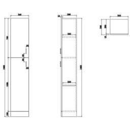 Affine Black Tall Bathroom Cabinet 1900 X 350 X 300mm - thumbnail 5