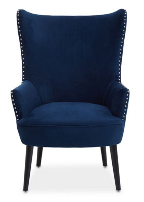 Orsina Blue Wingback Lounge Arm Chair, High Back Fabric Living Room Chair, Mid Century Arm Chair With Fabric - image 1