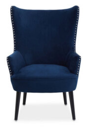 Orsina Blue Wingback Lounge Arm Chair, High Back Fabric Living Room Chair, Mid Century Arm Chair With Fabric - thumbnail 1