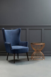 Orsina Blue Wingback Lounge Arm Chair, High Back Fabric Living Room Chair, Mid Century Arm Chair With Fabric - thumbnail 2