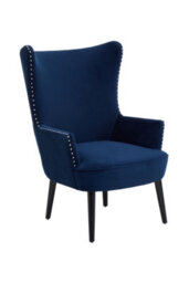 Orsina Blue Wingback Lounge Arm Chair, High Back Fabric Living Room Chair, Mid Century Arm Chair With Fabric - thumbnail 3
