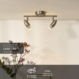 Lucide Caro-Led Modern Twin Ceiling Spotlight - Led - Gu10 - 2X5W 2700K - Satin Chrome - thumbnail 2