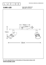 Lucide Caro-Led Modern Twin Ceiling Spotlight - Led - Gu10 - 2X5W 2700K - Satin Chrome - thumbnail 5