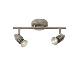 Lucide Caro-Led Modern Twin Ceiling Spotlight - Led - Gu10 - 2X5W 2700K - Satin Chrome