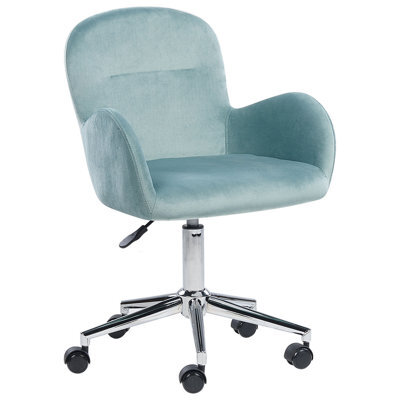 Beliani Desk Chair Priddy Velvet Mint Green - image 1