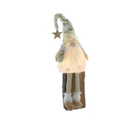 Christmas Decoration - Dangly Leg Lit Gonk (Battery Operated) - Gold Sequin
