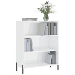 Berkfield Shelf Cabinet High Gloss White 69.5X32.5X90 Cm Engineered Wood - thumbnail 3