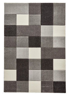 Grey Rug, Modern Geometric Handmade Rug, Luxurious Stain-Resistant Grey Rug For Bedroom, & Dining Room-160Cm X 220Cm - image 1