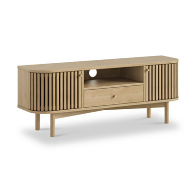 Finch Oak Slatted Wide Tv Unit By Roseland Furniture - image 1