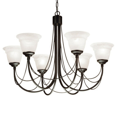 Elegant 6 Bulb Gothic Chandelier In Ivory With Black Finish - Led E14 60W Lighting