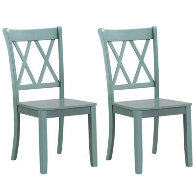 Costway Set Of 2 Dining Chairs Wooden Kitchen Side Chair Armless Chairs W/ X Back - image 1