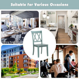 Costway Set Of 2 Dining Chairs Wooden Kitchen Side Chair Armless Chairs W/ X Back - thumbnail 9