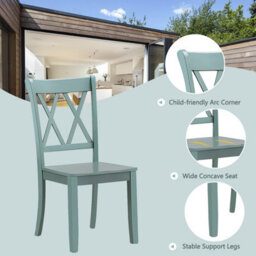Costway Set Of 2 Dining Chairs Wooden Kitchen Side Chair Armless Chairs W/ X Back - thumbnail 8