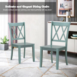 Costway Set Of 2 Dining Chairs Wooden Kitchen Side Chair Armless Chairs W/ X Back - thumbnail 3
