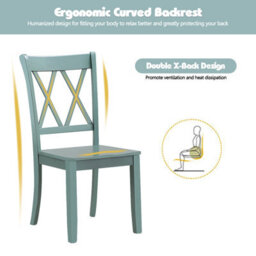 Costway Set Of 2 Dining Chairs Wooden Kitchen Side Chair Armless Chairs W/ X Back - thumbnail 7