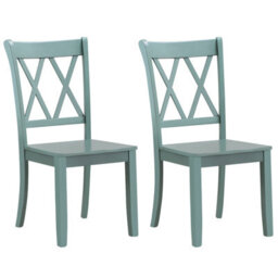 Costway Set Of 2 Dining Chairs Wooden Kitchen Side Chair Armless Chairs W/ X Back - thumbnail 1