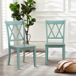 Costway Set Of 2 Dining Chairs Wooden Kitchen Side Chair Armless Chairs W/ X Back - thumbnail 4