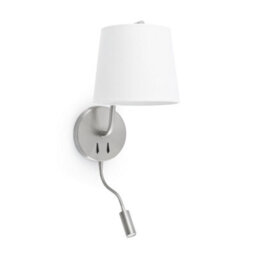 Luminosa Lighting Luminosa Berni 1 Light Indoor Wall Light Reading Lamp White, Satin Nickel, E27 - thumbnail 1