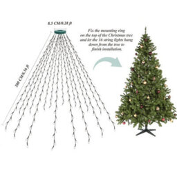 The Chair Cover Company Christmas Tree Led Ring Top Light String Outdoor Garden Waterproof Waterfall - thumbnail 2
