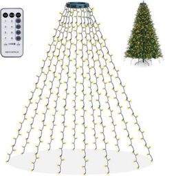 The Chair Cover Company Christmas Tree Led Ring Top Light String Outdoor Garden Waterproof Waterfall - thumbnail 1