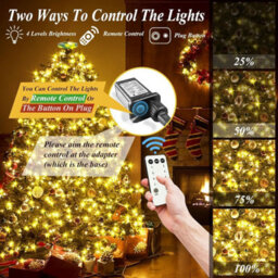 The Chair Cover Company Christmas Tree Led Ring Top Light String Outdoor Garden Waterproof Waterfall - thumbnail 4