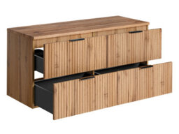 Impact Furniture Double Bathroom Vanity Unit 1200mm Countertop Ribbed Fluted Oak Effect Modern Wall Mounted 4 Drawer Adel - thumbnail 6