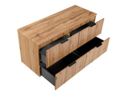 Impact Furniture Double Bathroom Vanity Unit 1200mm Countertop Ribbed Fluted Oak Effect Modern Wall Mounted 4 Drawer Adel - thumbnail 7