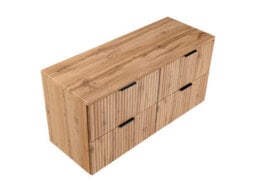 Impact Furniture Double Bathroom Vanity Unit 1200mm Countertop Ribbed Fluted Oak Effect Modern Wall Mounted 4 Drawer Adel - thumbnail 4