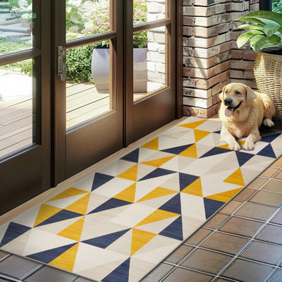 Ameha Brio Printed Rugs Bedroom Living Room Runner Rug Geometric Carpet Indoor Outdoor Mats 60X220 Cm - image 1