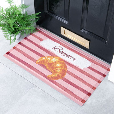 Artsy Doormats Croissant Bonjour Indoor Outdoor Doormat - image 1