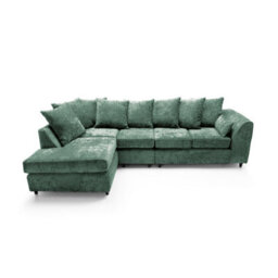 Abakus Direct Harriet Crushed Chenille Large Left Facing Corner Sofa In Rifle Green - thumbnail 1
