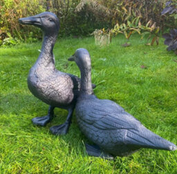 Inspirational Gifting Pair Of Ducks Garden Sculpture Cast Aluminium Ornament - thumbnail 4