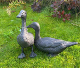 Inspirational Gifting Pair Of Ducks Garden Sculpture Cast Aluminium Ornament - thumbnail 5