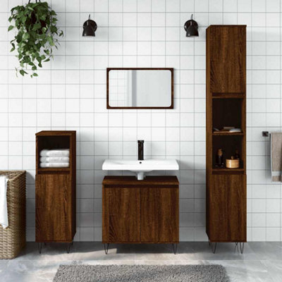 Walplus Bathroom Cabinet Brown Oak 58X33X60 Cm Engineered Wood - image 1
