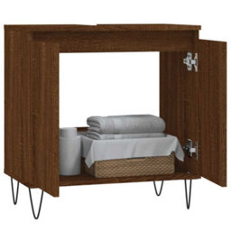 Walplus Bathroom Cabinet Brown Oak 58X33X60 Cm Engineered Wood - thumbnail 3