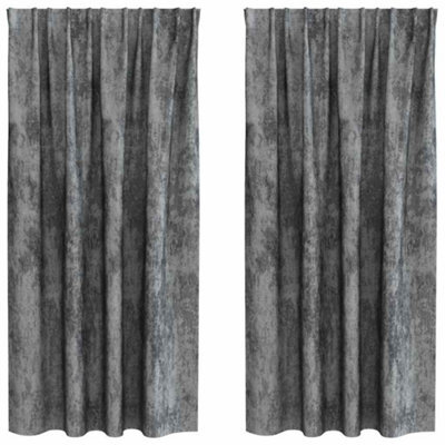 Berkfield Classic Curtain With Curtains 2 Pcs Grey 175 X 140 Cm Velvet