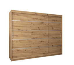 Arte Verona 01 Contemporary 3 Sliding Door Wardrobe 9 Shelves 2 Rails Oak Artisan Effect (H)2000mm (W)2500mm (D)620mm - thumbnail 1
