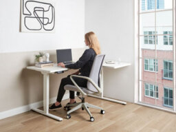 Beliani Electric Adjustable Corner Desk Destines White 160 Cm 109 Cm Right Hand - thumbnail 2