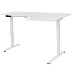 Beliani Electric Adjustable Corner Desk Destines 160 Cm 109 Cm White Right Hand