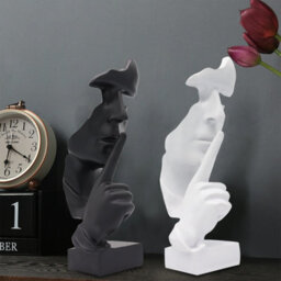 Huhote Elegant Abstract Thinker Statue White Resin Sculpture For Home Office Decoration Table Decor Home Ornament Ponder Statue - thumbnail 2