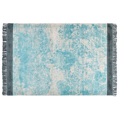 Beliani Rug Akarsu Blue 160 X 230 Cm Viscose - image 1