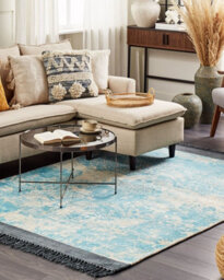Beliani Rug Akarsu Blue 160 X 230 Cm Viscose - thumbnail 2